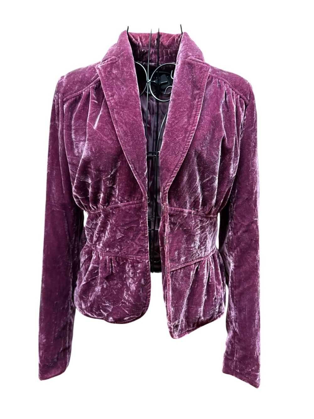 Velvet Blazer Jacket - Plum size 2 - Picture 3 of 10